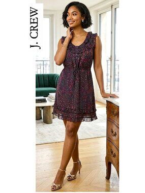 J. CREW - 100% silk sleeveless ruffle mini dress